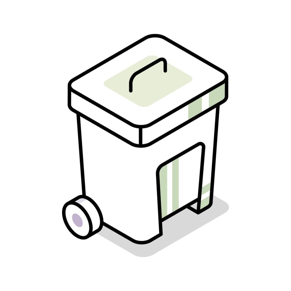 An amazing isometric icon of closed lid dustbin can vector