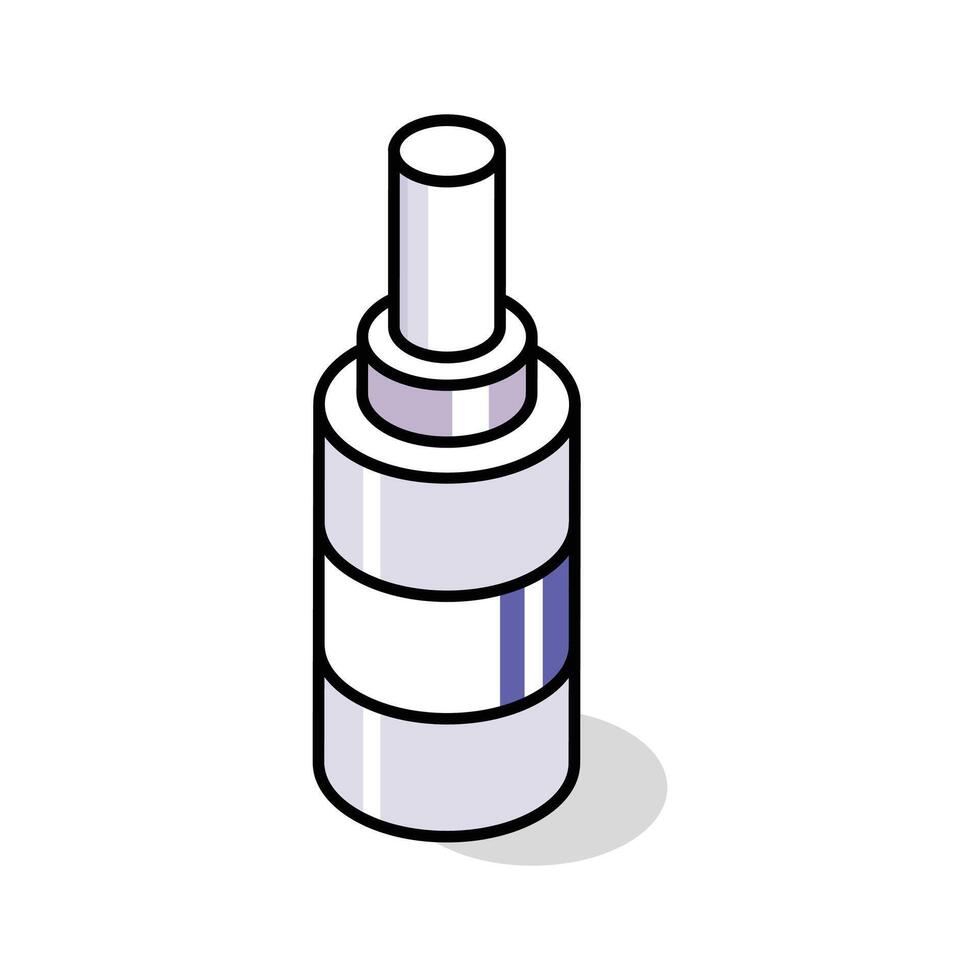 A sleek isometric icon showing face mist spray bottle vector