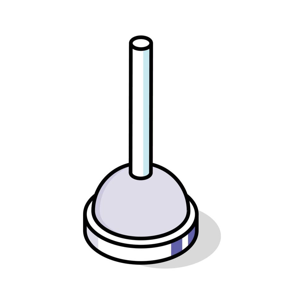 An isometric style icon featuring a plunger tool. vector