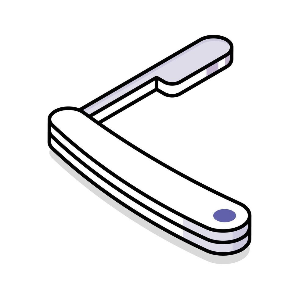 A captivating isometric outline icon of grooming razor tool vector