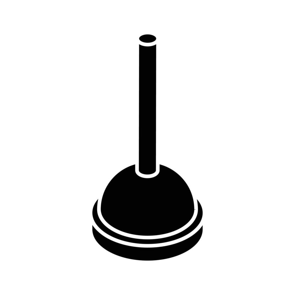 An isometric style icon featuring a plunger tool... vector