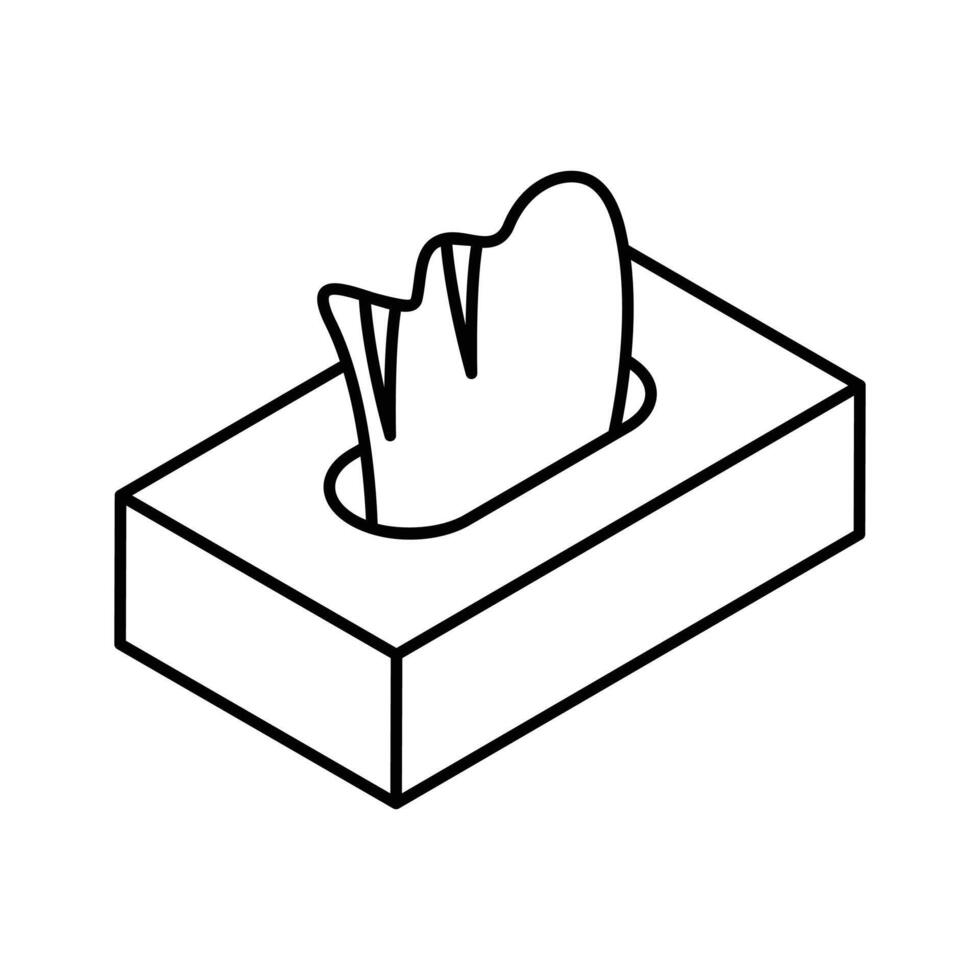 An amazing isometric outline icon of a soft tissue box. vector