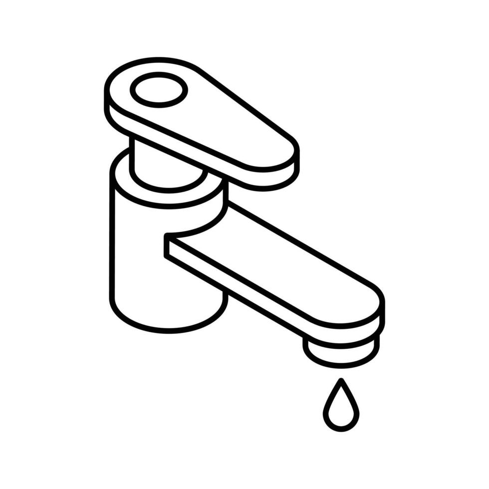 Check out this isometric icon of metal bathroom tap. vector