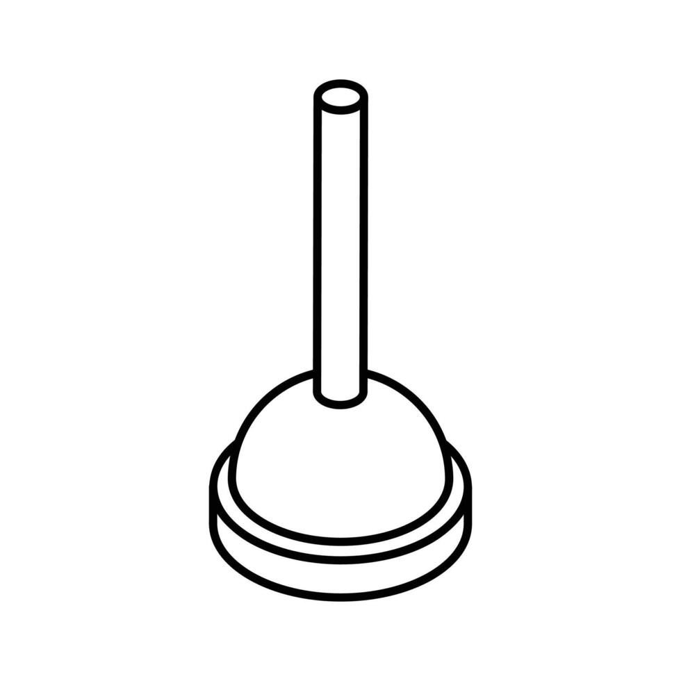 An isometric style icon featuring a plunger tool.. vector