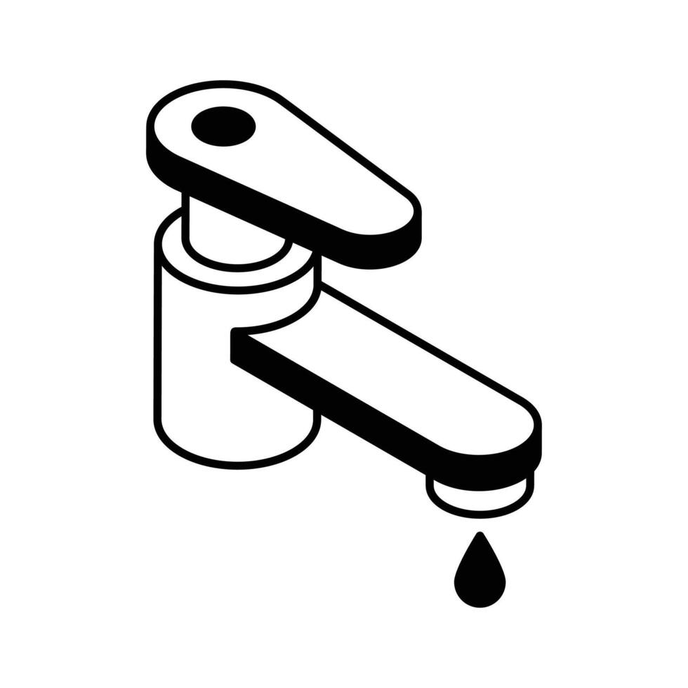 Check out this isometric icon of metal bathroom tap... vector