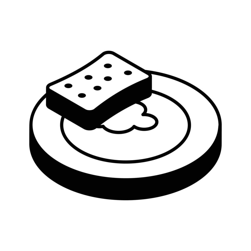 Get this isometric icon of dishwashing sponge and plate... vector
