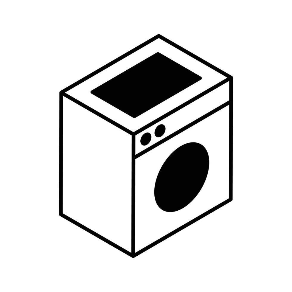 Trendy isometric icon of washing machine appliance... vector