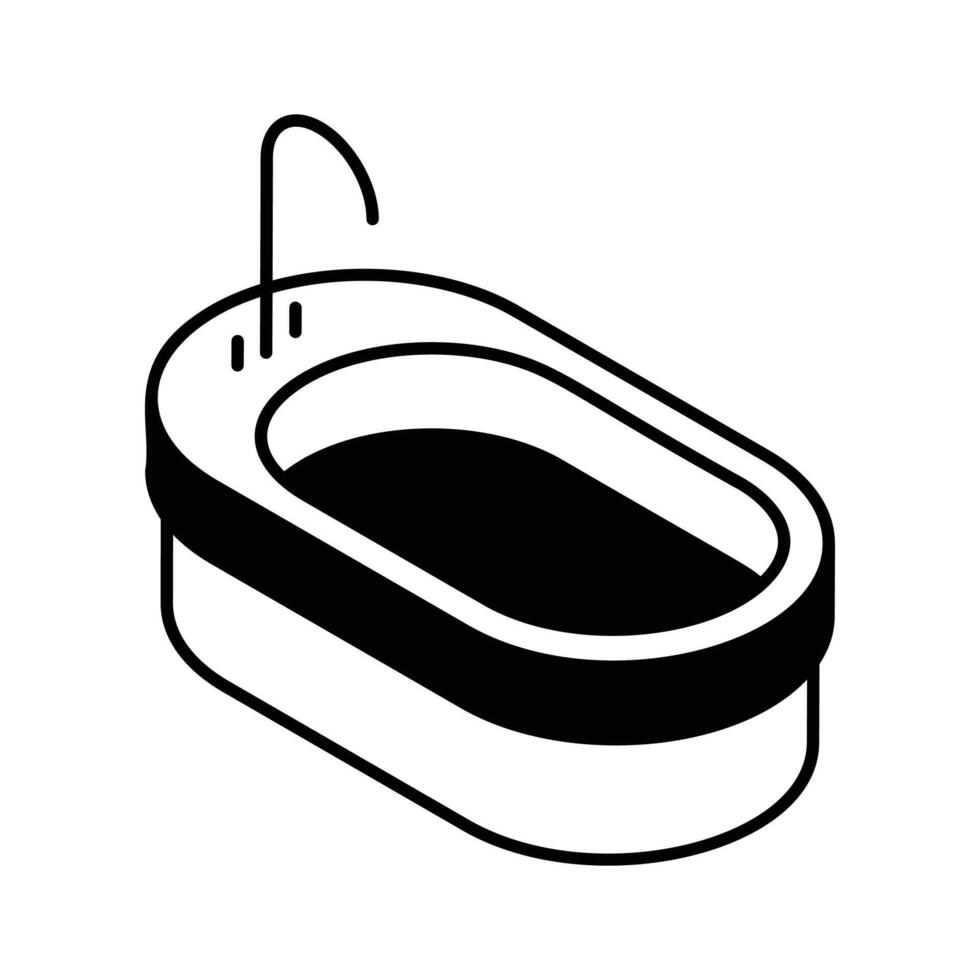 A modern isometric icon showcasing a sleek bathtub... vector