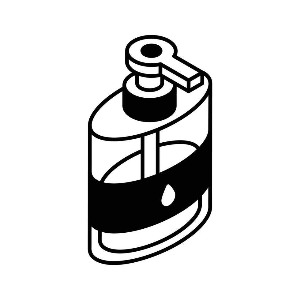 A premium isometric icon showcasing soap dispenser pump bottle... vector