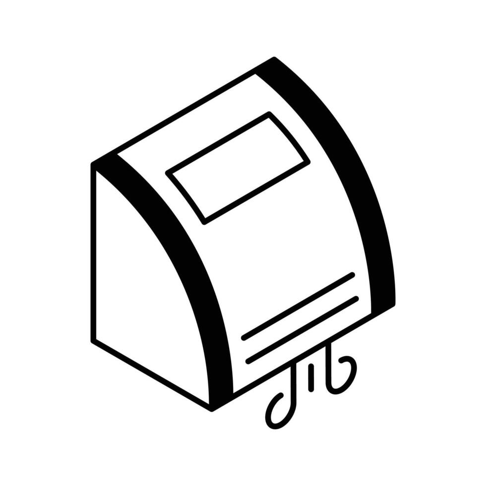 Modern isometric icon showing electric hand dryer device... vector