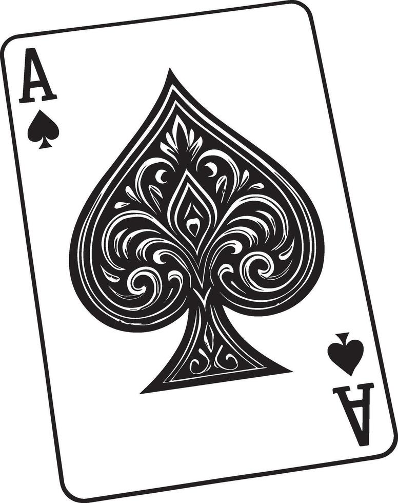 a black and white drawing of a ace of spades vector
