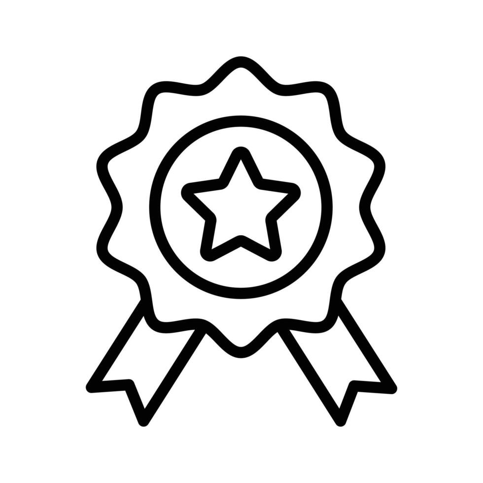 Latest outline style icon showing best quality ribbon badge. vector