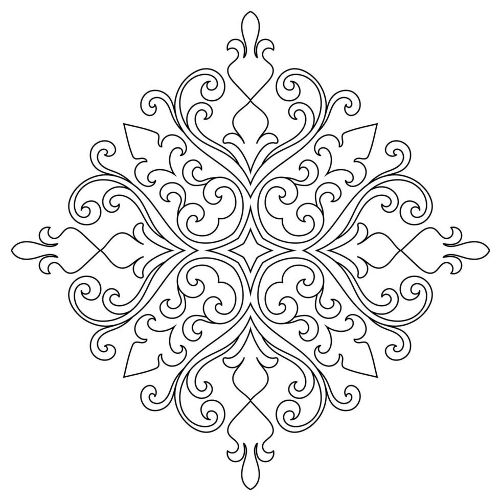 Mandala flower lines, Abstract flower lines for coloring, Simple lines vector