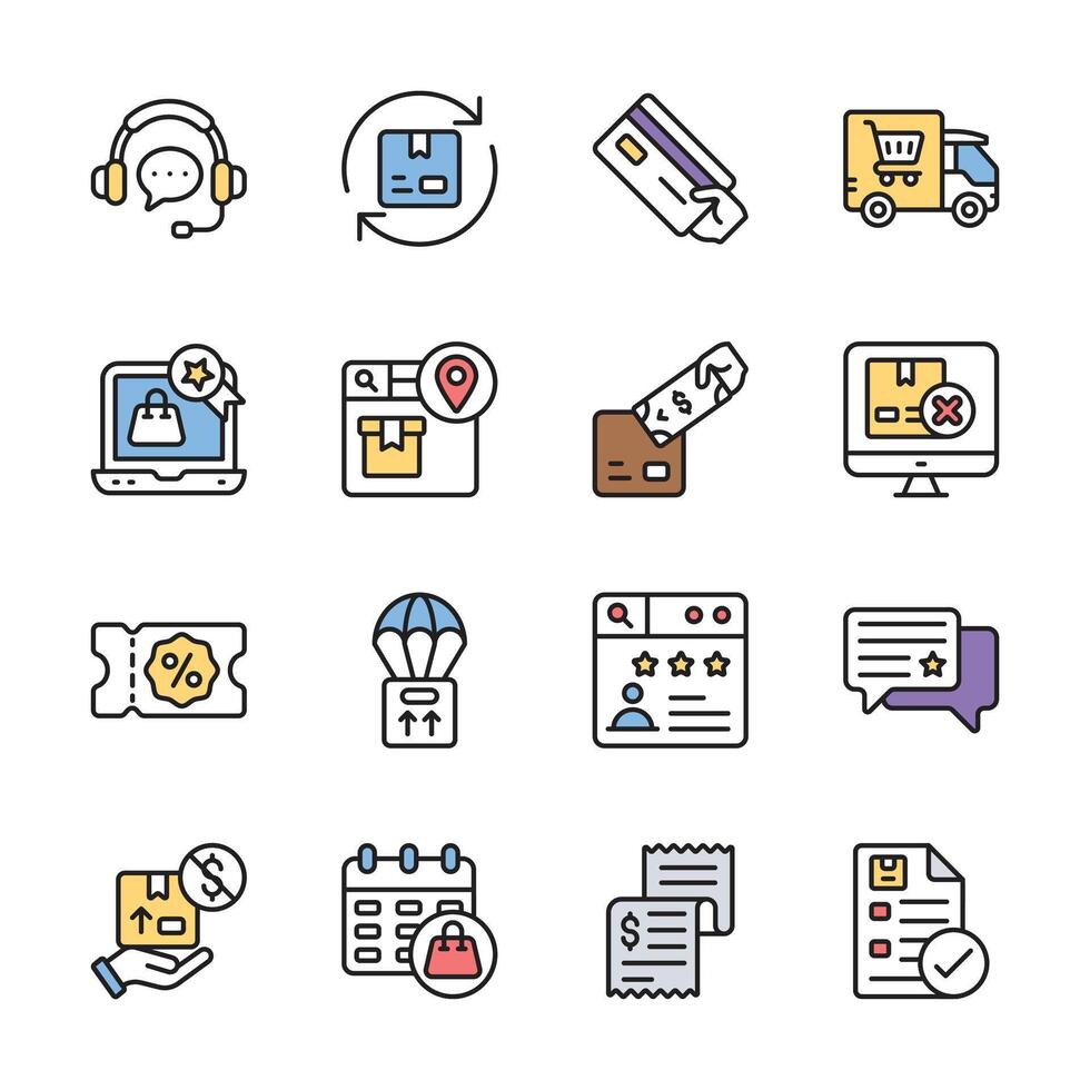 Handy Bundle of Shopping and Delivery Line Icons vector