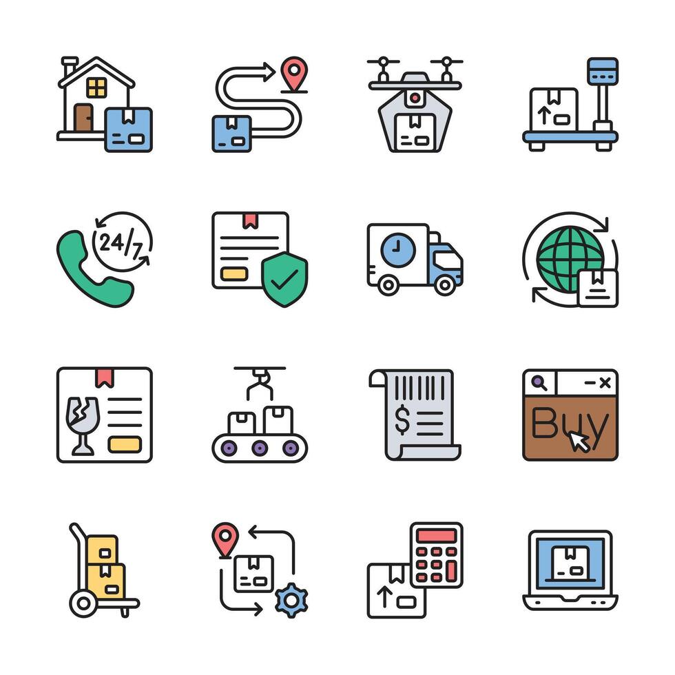 Ready to Use Set of Ecommerce and Logistics Line Icons vector