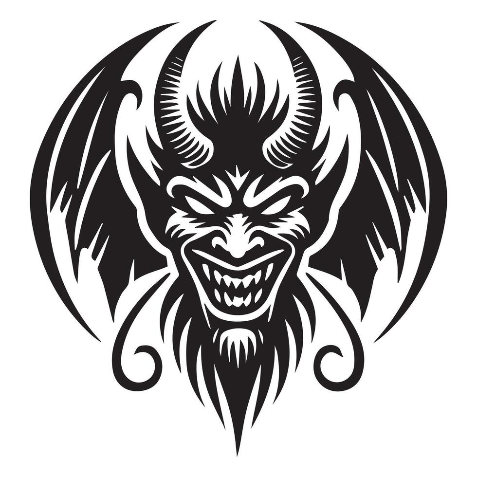 Horror Skull Clipart with Devil Horns and Face vector