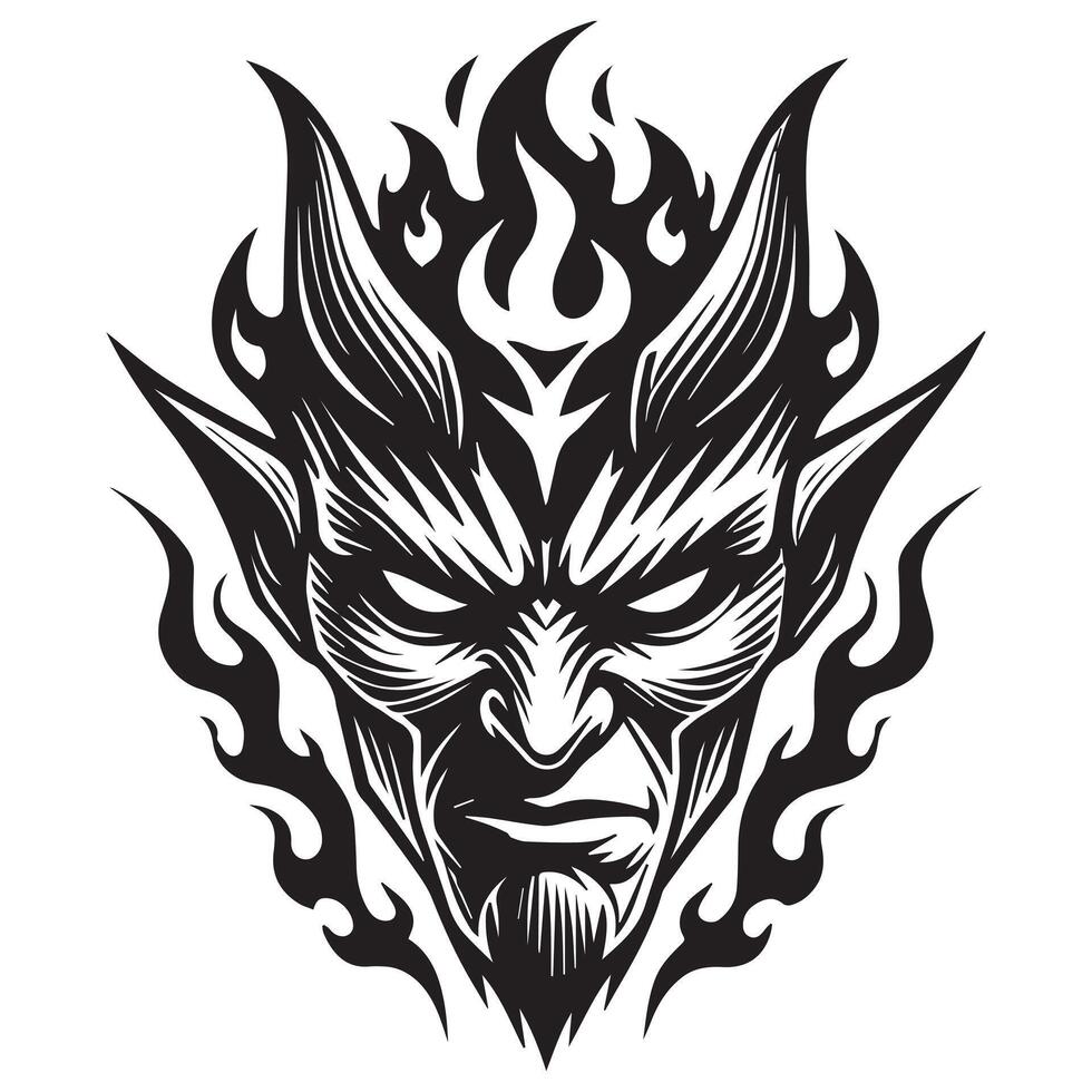 Spooky Devil Face Silhouette for Halloween Art vector