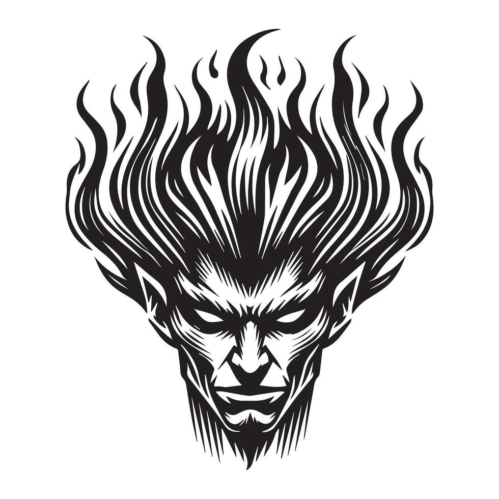 Devil Face Clipart with Horror Skull Sublimation vector