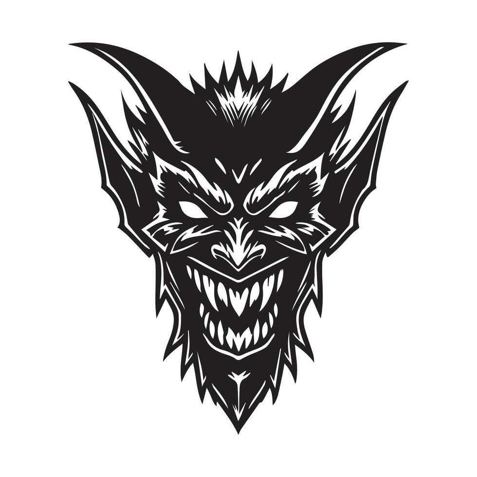 Scary Demon Face with Longhorn Skull for Sublimation vector