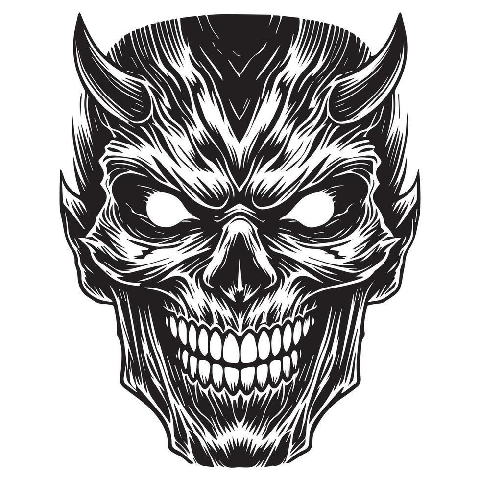 Devil Head Clipart Featuring Longhorn Skull Shape vector
