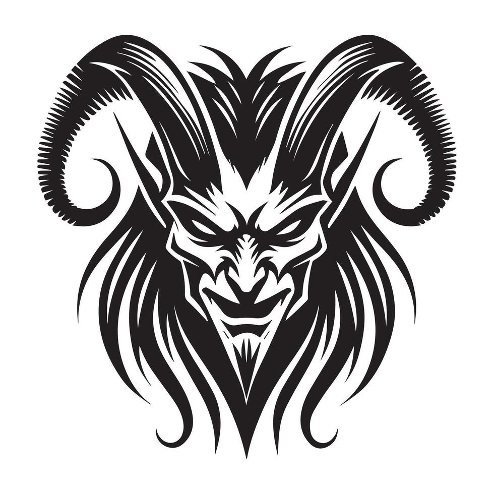 Dark Art Devil Face Clipart with Skull graphic Design vector