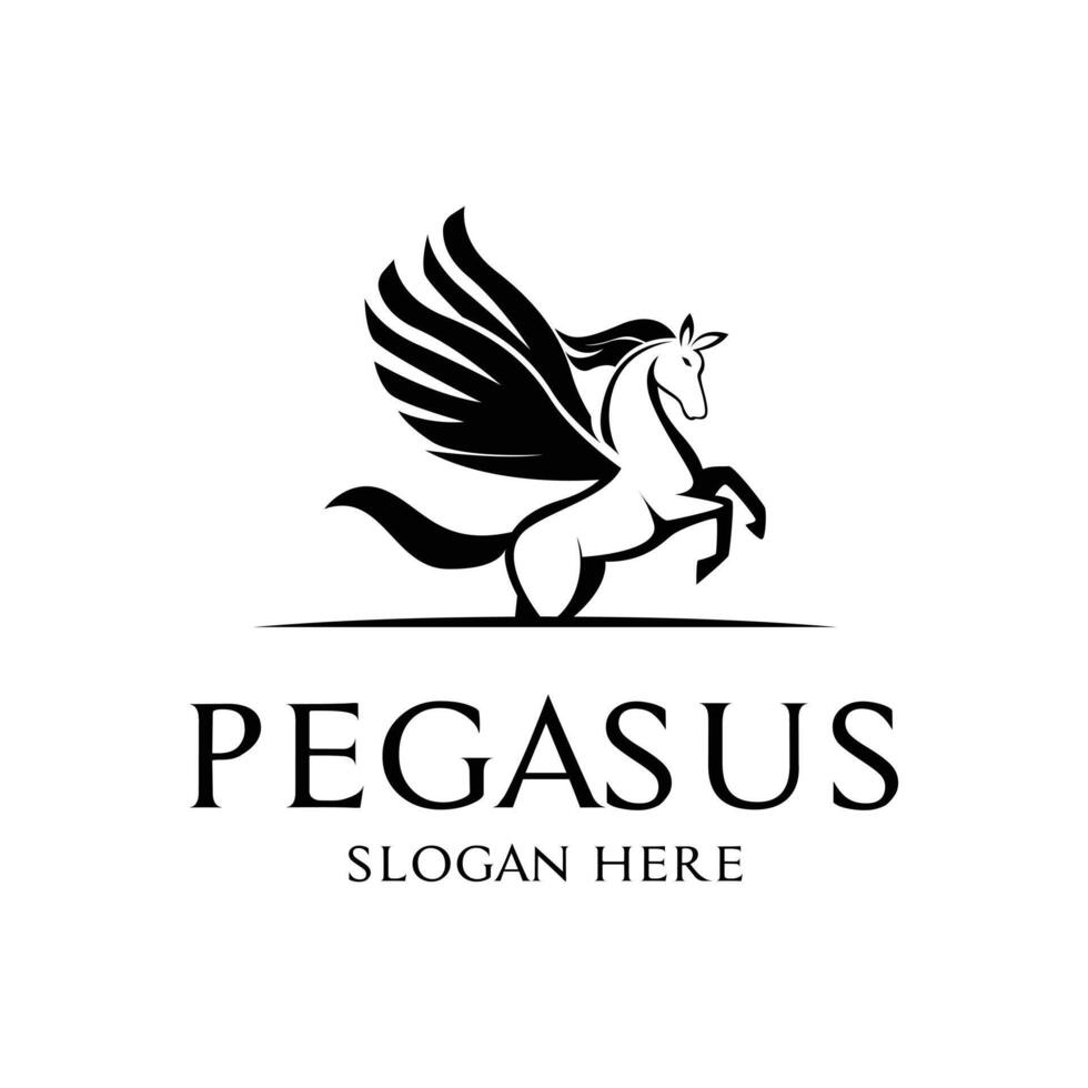 pegasus horse logo design concept with wing vector