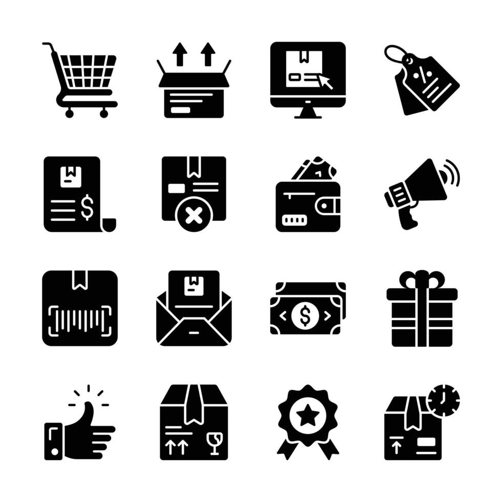 Latest Pack of Ecommerce and Shipping Glyph Icons vector
