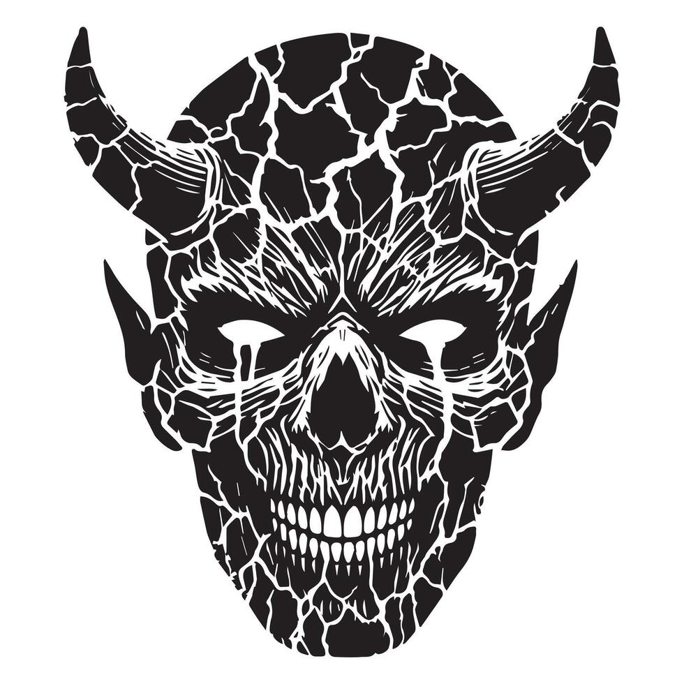 Devil Face Silhouette Clipart for Horror Art vector