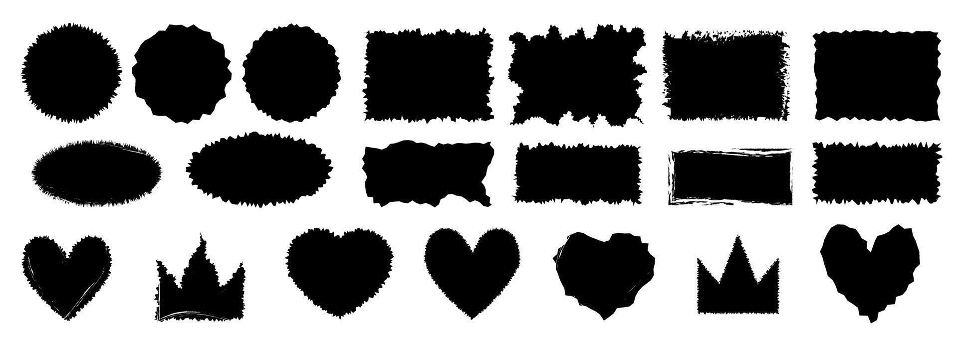 Jagged rectangle. Black simple shape. Rectangle paper template jagged and rough vector