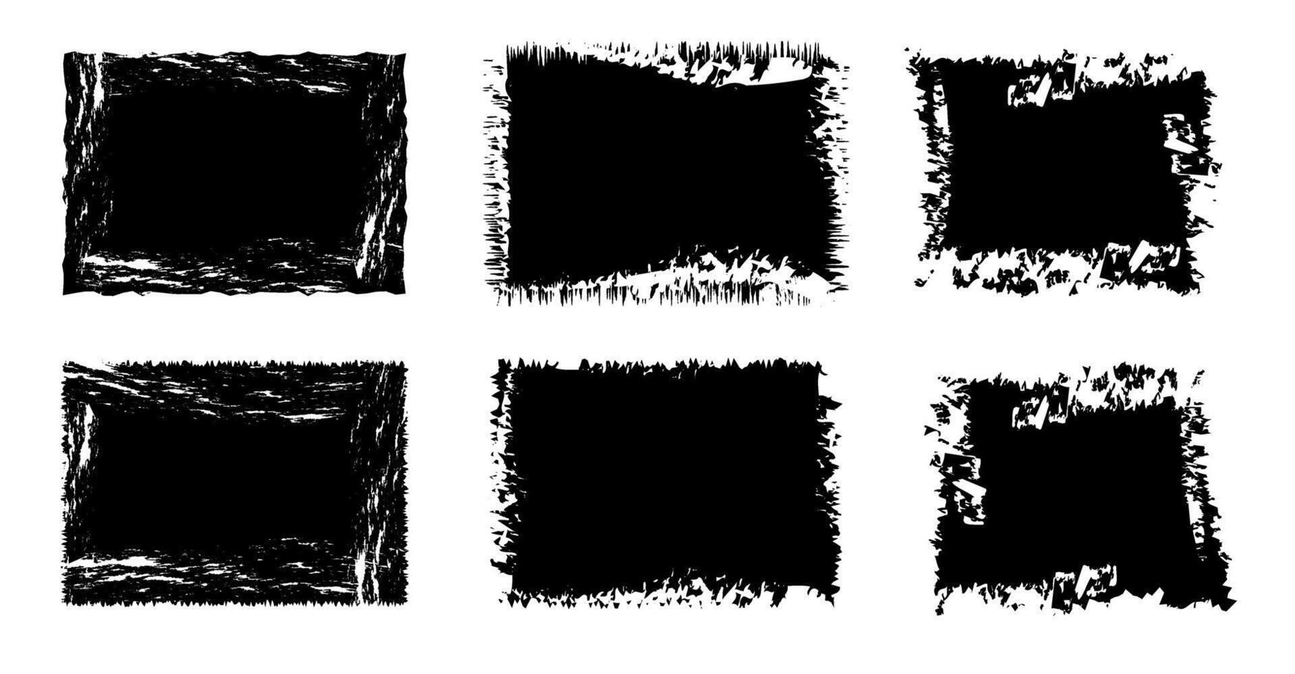 A set of black and white grunge frames vector