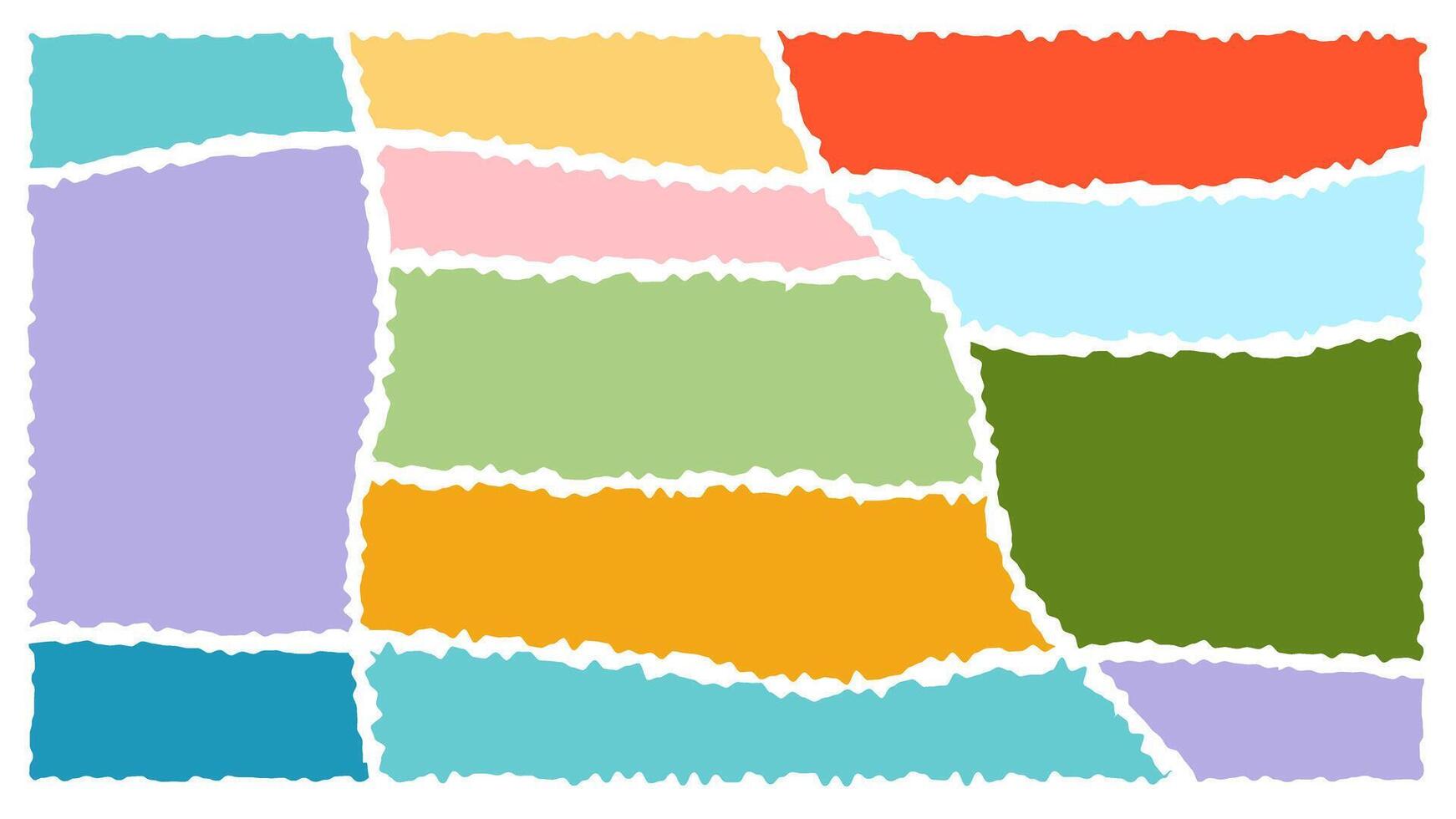 Jagged rectangle. Bright color simple shapes. Rectangle paper template jagged vector