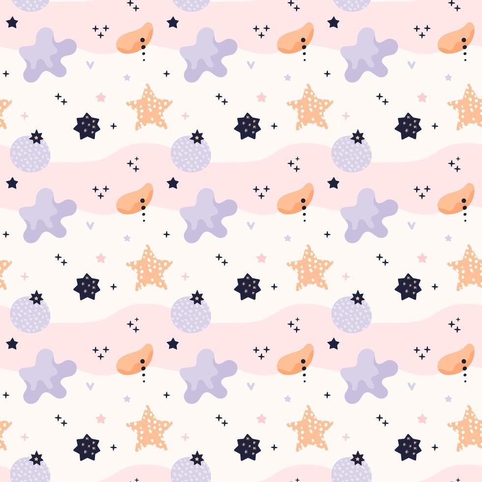 A pattern with stars and flowers on it vector