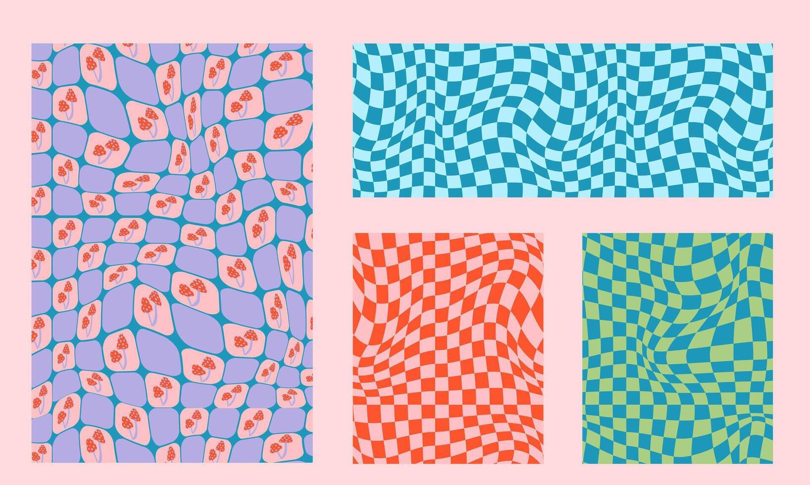 Four different patterns with different colors and shapes vector
