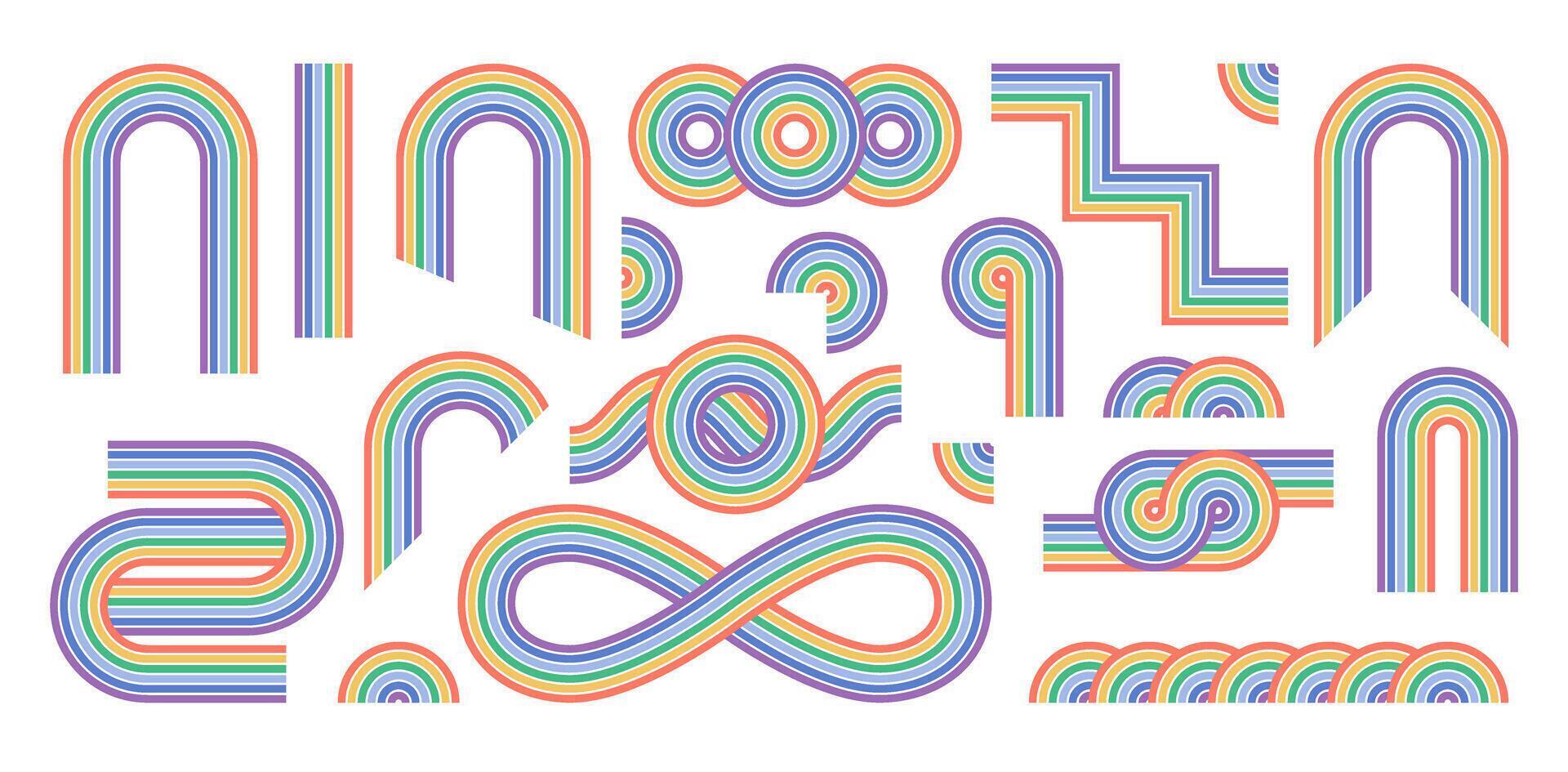 A set of rainbow colored letters and numbers vector