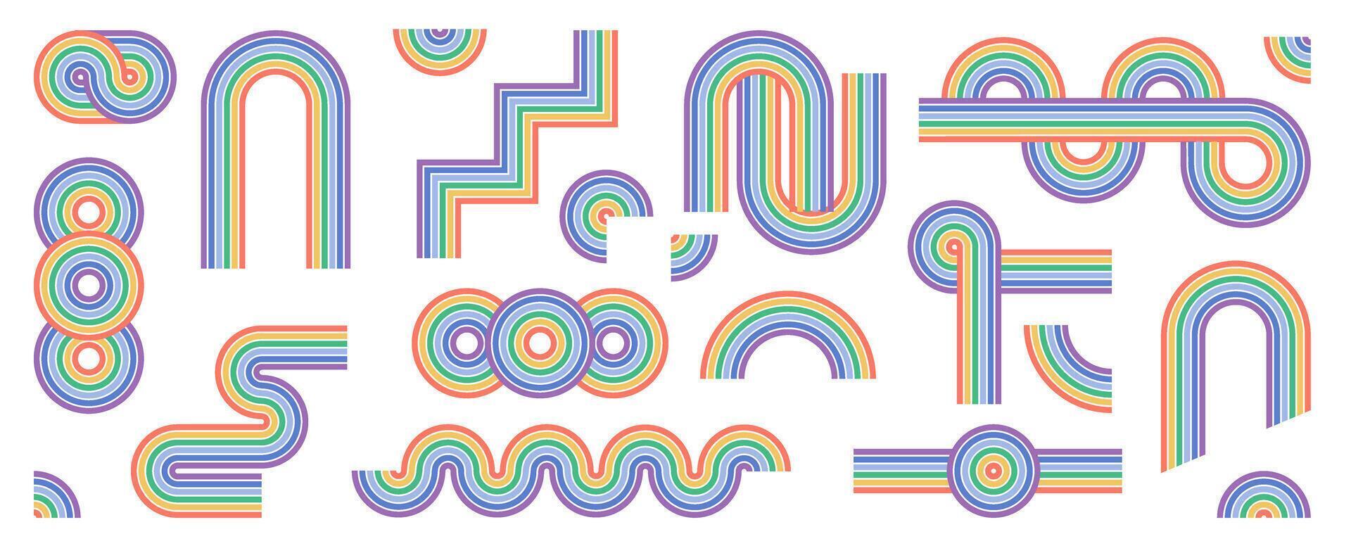 A pattern of colorful shapes and lines vector