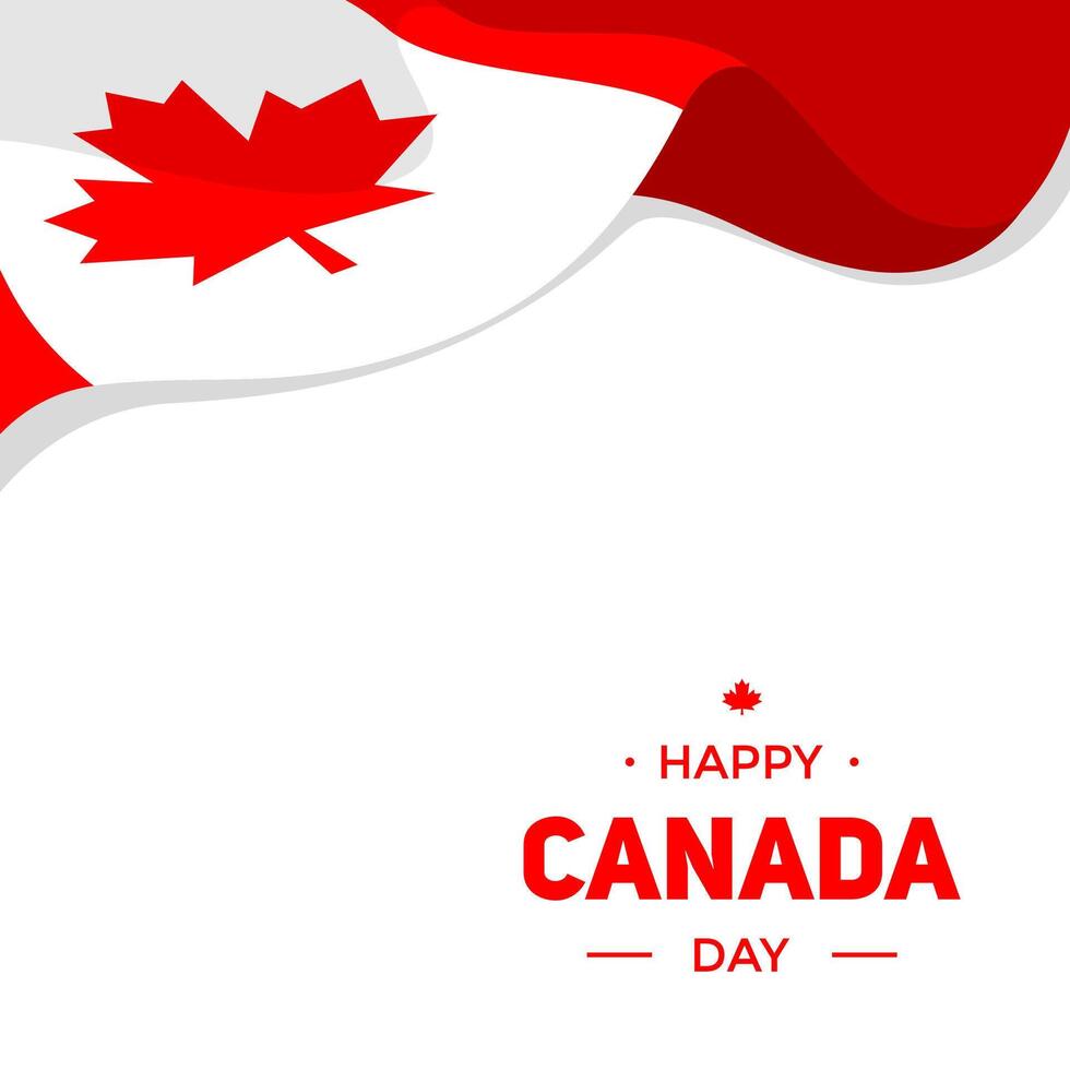 Happy Canada Day social media post greeting template with Canadian flag element vector