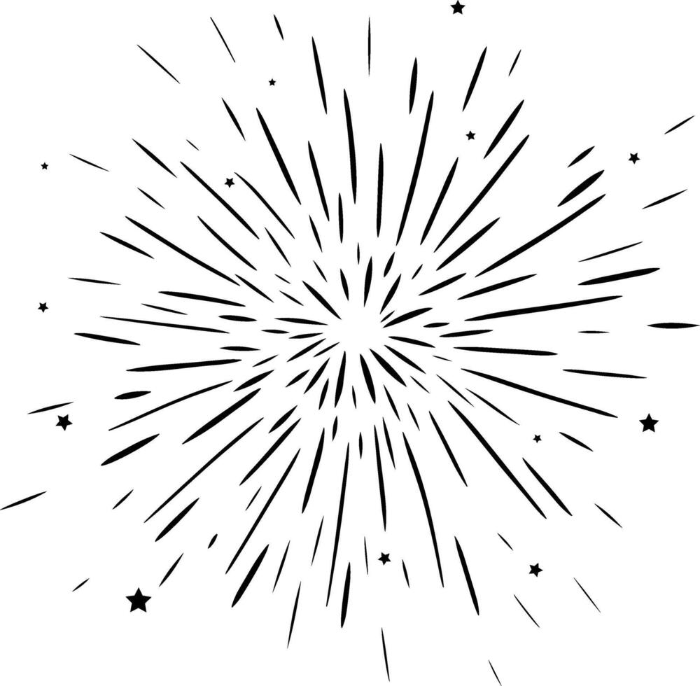 Confetti firework black and white falling composition isolated. graphic line ink illustration. Party festive firework. Carnival confetti isolated on white background. vector