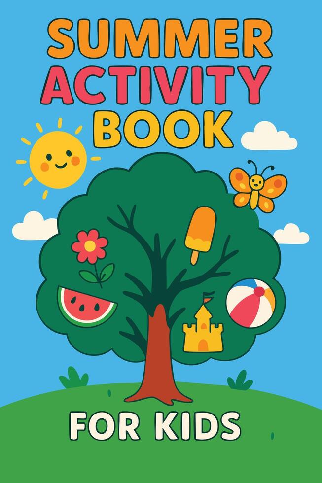 Modern Kids Book Colorful Cover Template vector