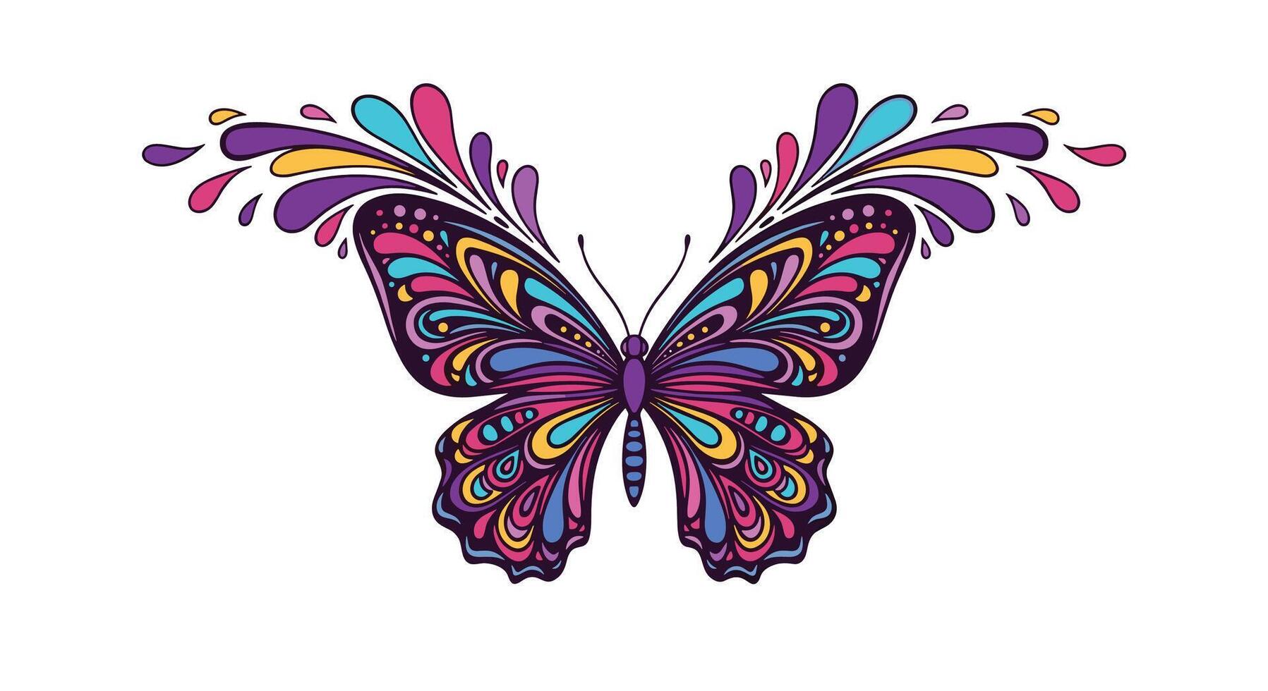Whimsical Butterfly Art with Intricate Patterns and Vibrant Colors a Delightful Creation vector