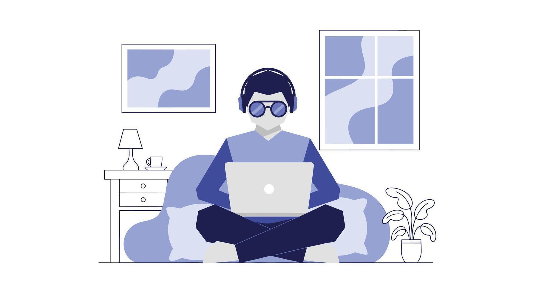 Remote Work Lifestyle Embracing Comfort and Focus in the Modern Digital Age Lifestyle vector