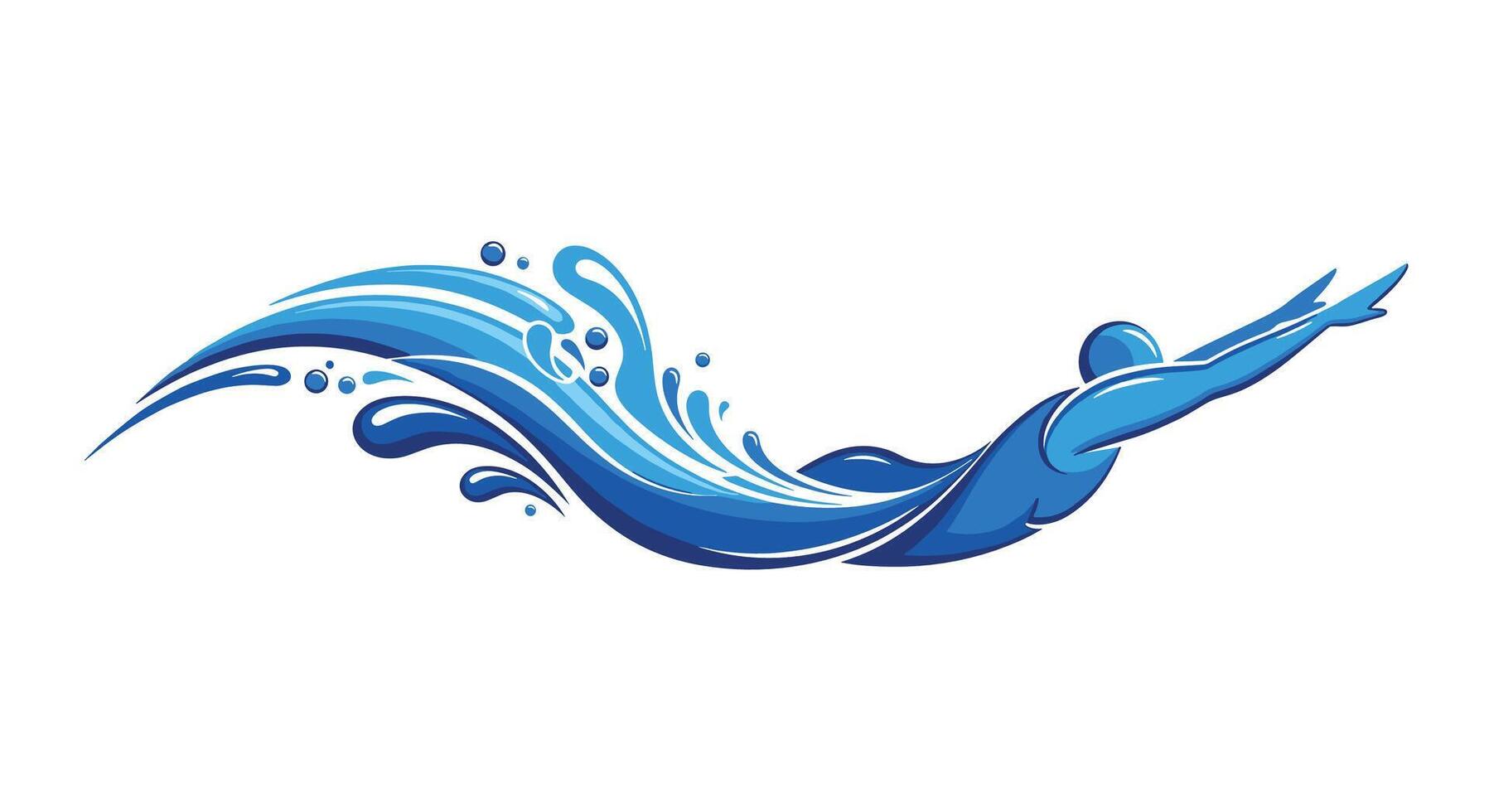 Water Human Shape Swimming Illustration Representing Movement Liquid Wave Energy Flowing Body Fluidity vector