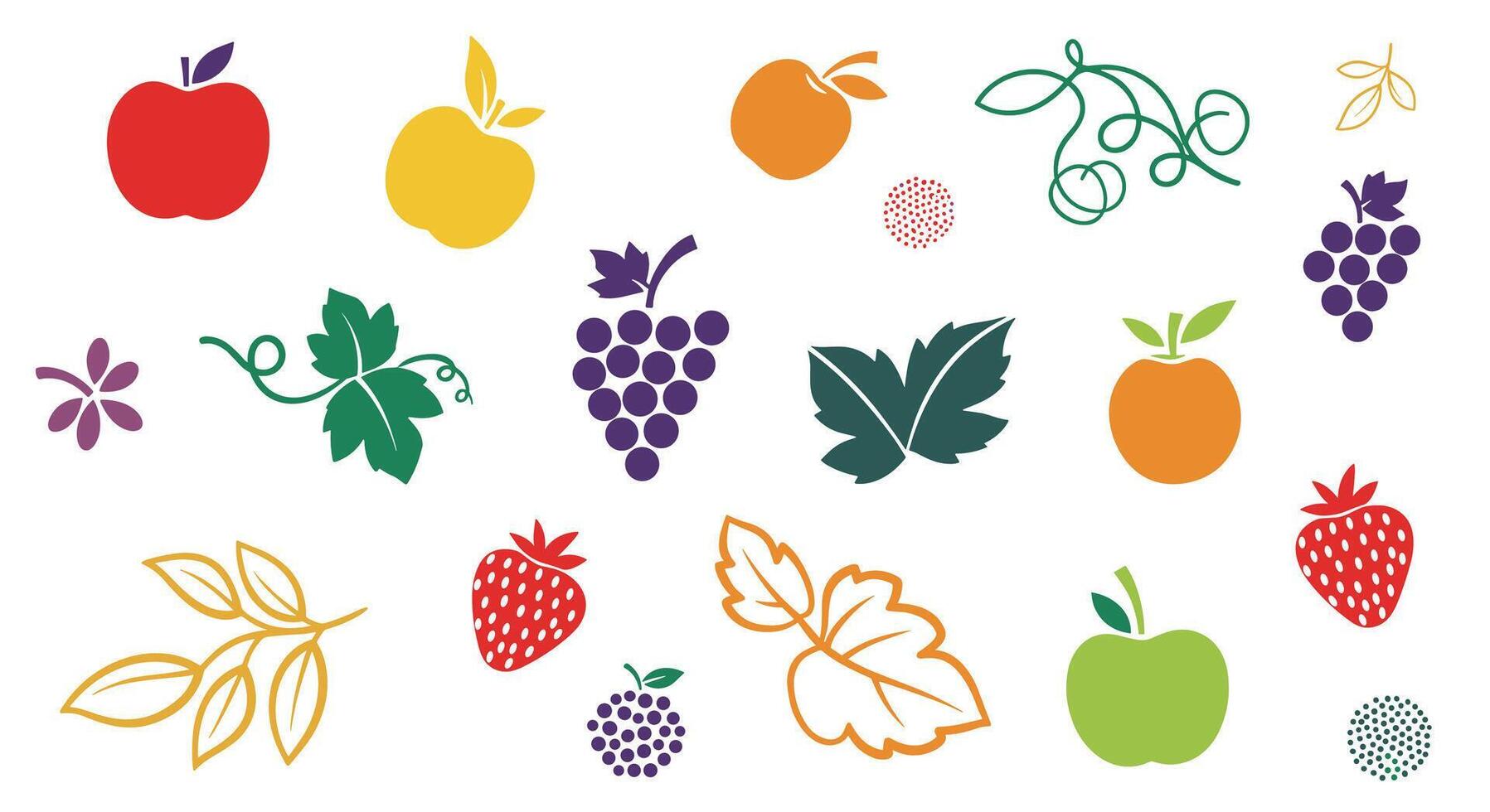 Collection of Various Fresh Fruits and Leaves Healthy Eating Concept for Creative Art vector