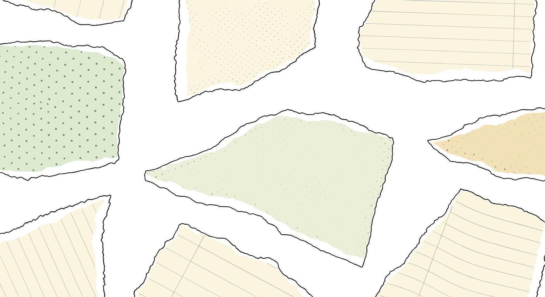 A collection of assorted paper pieces that are torn and placed randomly around vector
