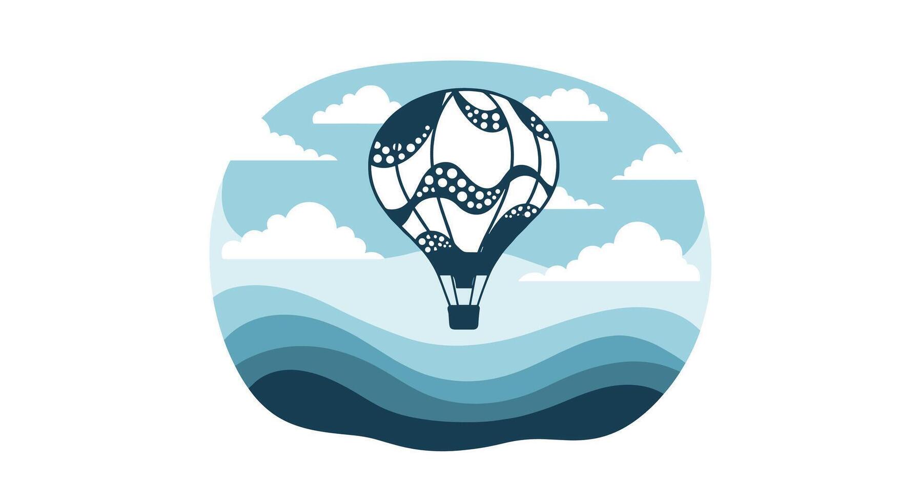 Dreams Take Flight A Whimsical Journey Above Wavy Waters with a Hot Air Balloon vector