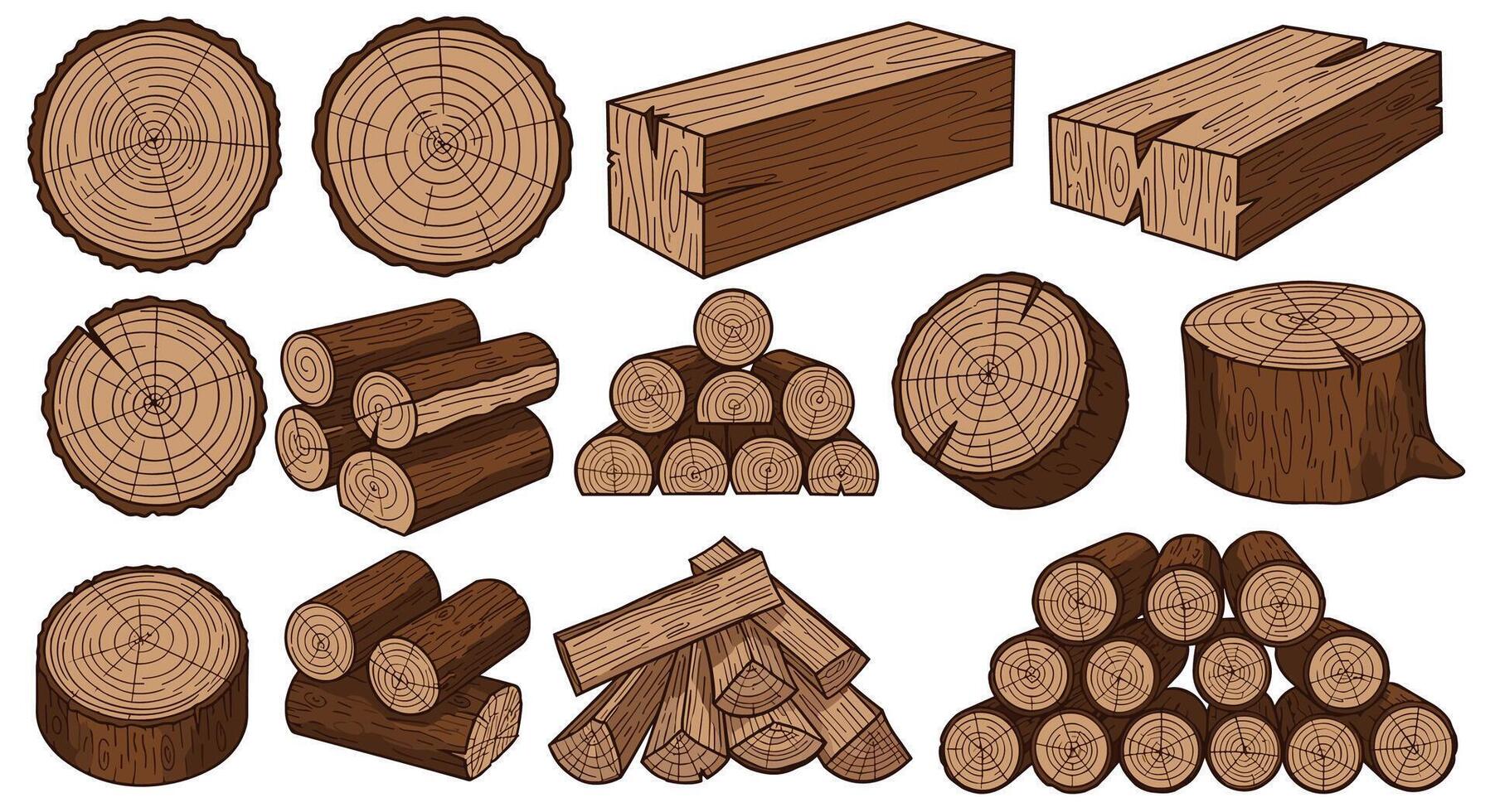 Wood Logs Assortment Rustic Timber Components for Construction Projects or Firewood Needs vector