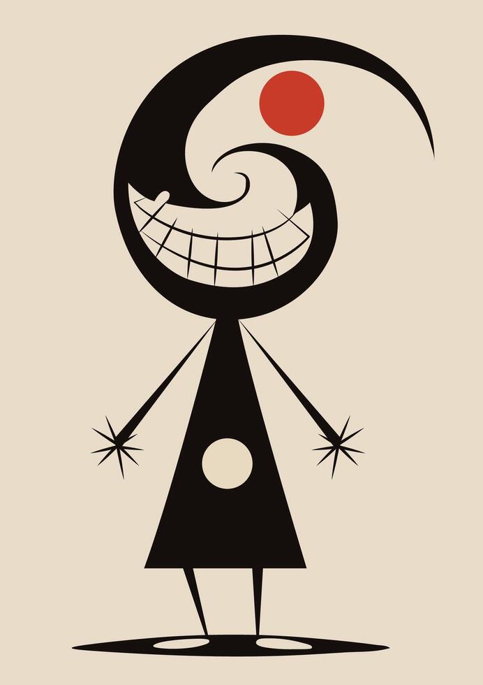 Cartoon character in the style of Joan Miro Abstract Painting with Geometric Shapes. vector