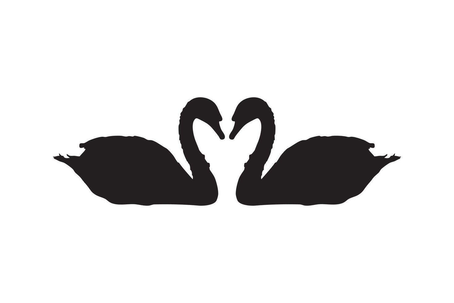 romantic swan silhouette pair forming a heart shape love symbol illustration on white background vector