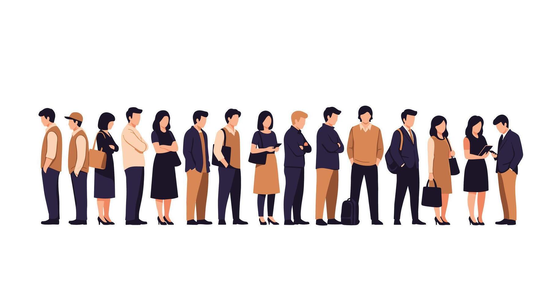 People standing in line for a job interview illustration vector