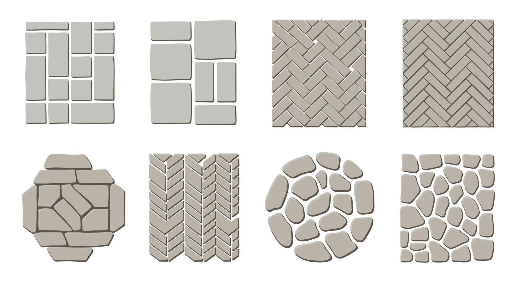 A set of different types of stone tiles vector