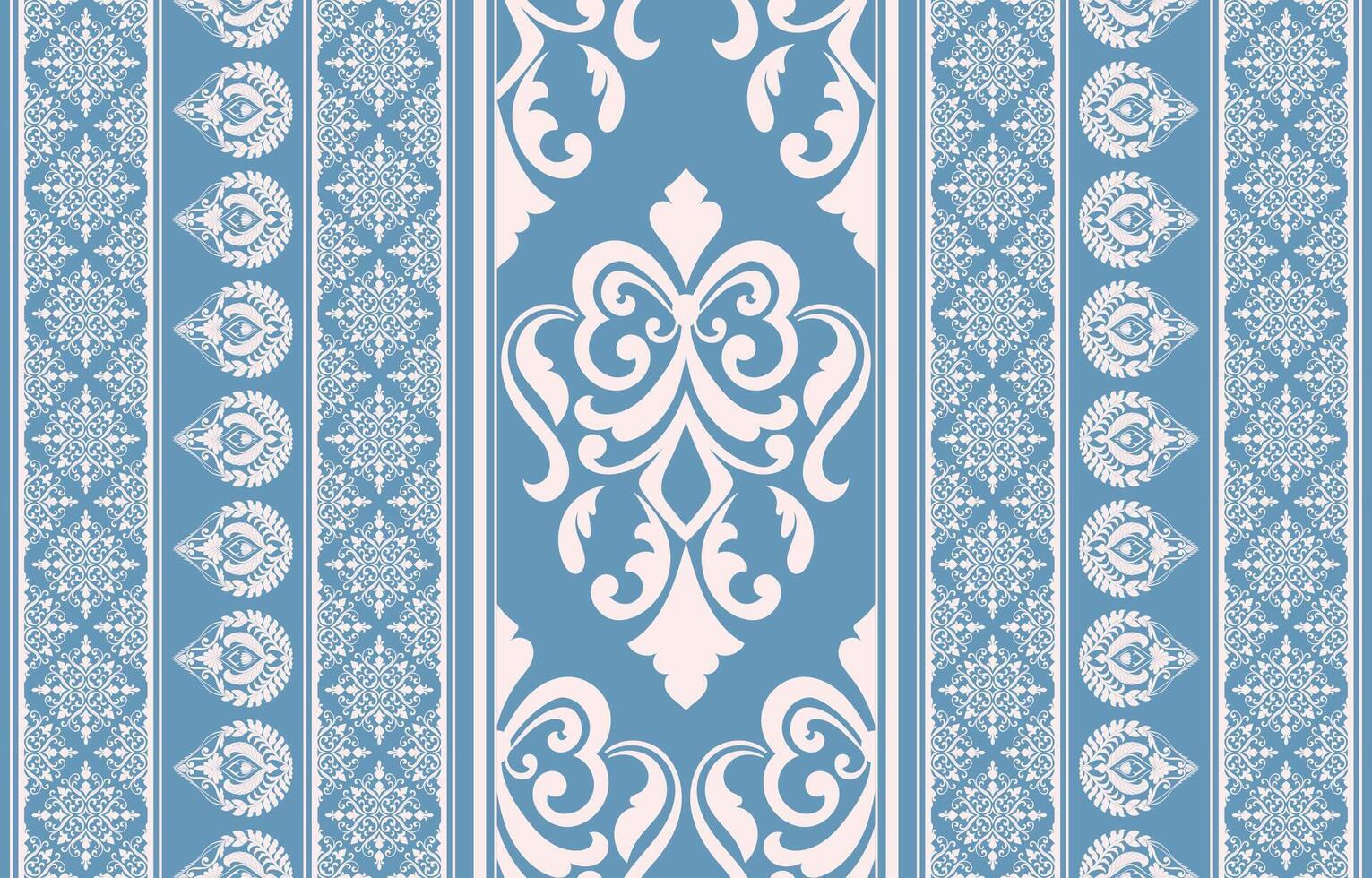 Lanna tribal fabric, seamless abstract flowers for border decoration, abstract pattern carpet design vector